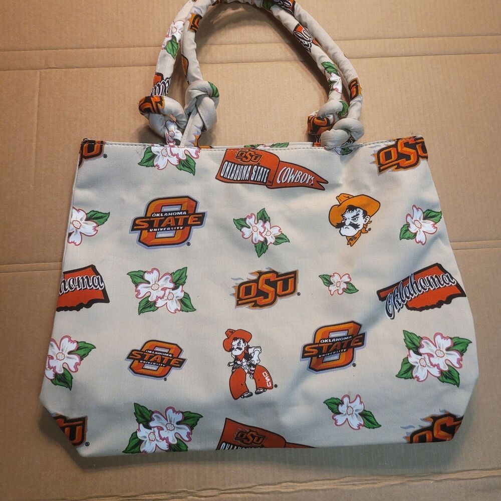 OSU Oklahoma State Cowboys Canvas Tote Purse Bag EUC 17x13x4